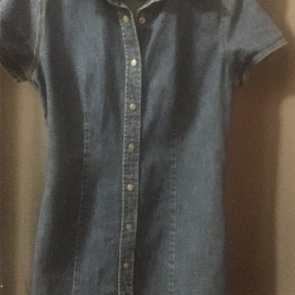 Button front denim dress